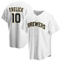 Yuxns M.Brewers #10 Sal Frelick Player White Home Game Stitched Jerseys