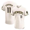Yuxns M.Brewers #11 Jackson Chourio Player Cream Home Limited Elite Stitched Jerseys