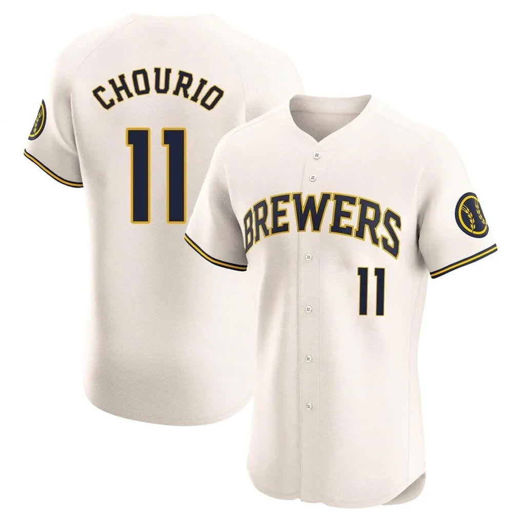 Yuxns M.Brewers #11 Jackson Chourio Player Cream Home Limited Elite Stitched Jerseys