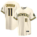 Yuxns M.Brewers #11 Jackson Chourio Player Cream Home Limited Stitched Jerseys