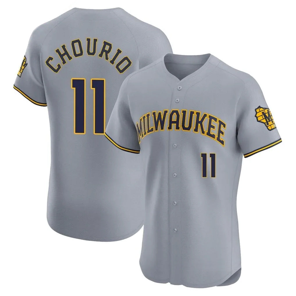 Yuxns M.Brewers #11 Jackson Chourio Player Gray Home Limited Elite Stitched Jerseys