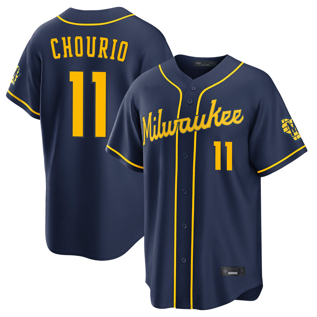 Yuxns M.Brewers #11 Jackson Chourio Player Navy Home Stadium Game Stitched Jerseys