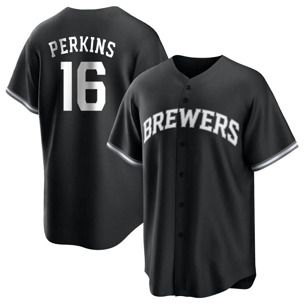 Yuxns M.Brewers #16 Blake Perkins Player Black Game Home Stitched Jerseys