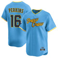 Yuxns M.Brewers #16 Blake Perkins Player Light Blue City Connect Home Limited Stitched Jerseys