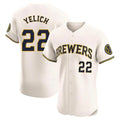 Yuxns M.Brewers #22 Christian Yelich Player Cream Home Limited Elite Stitched Jerseys