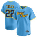 Yuxns M.Brewers #22 Christian Yelich Player Light Blue City Connect Home Limited Stitched Jerseys