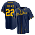 Yuxns M.Brewers #22 Christian Yelich Player Navy Home Game Stitched Jerseys