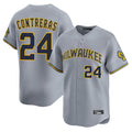 Yuxns M.Brewers #24 William Contreras Player Gray Home Limited Stitched Jerseys