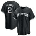 Yuxns M.Brewers #2 Brice Turang Player Black Game Home Stitched Jerseys