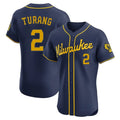 Yuxns M.Brewers #2 Brice Turang Player Navy Home Limited Elite Stitched Jerseys