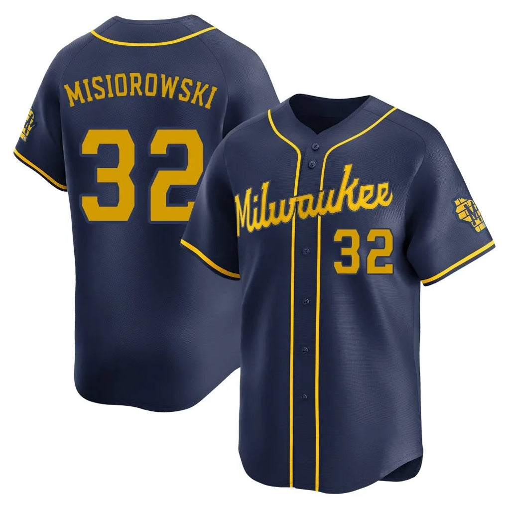 Yuxns M.Brewers #32 Jacob Misiorowski Player Navy Home Limited Stitched Jerseys