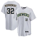 Yuxns M.Brewers #32 Jacob Misiorowski Player White Stripes Limited Game Home Stitched Jerseys