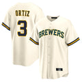 Yuxns M.Brewers #3 Joey Ortiz Player Cream Home Game Stitched Jerseys