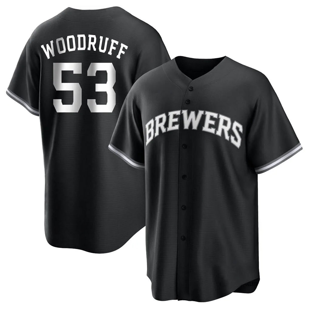Yuxns M.Brewers #53 Brandon Woodruff Player Black Game Home Stitched Jerseys