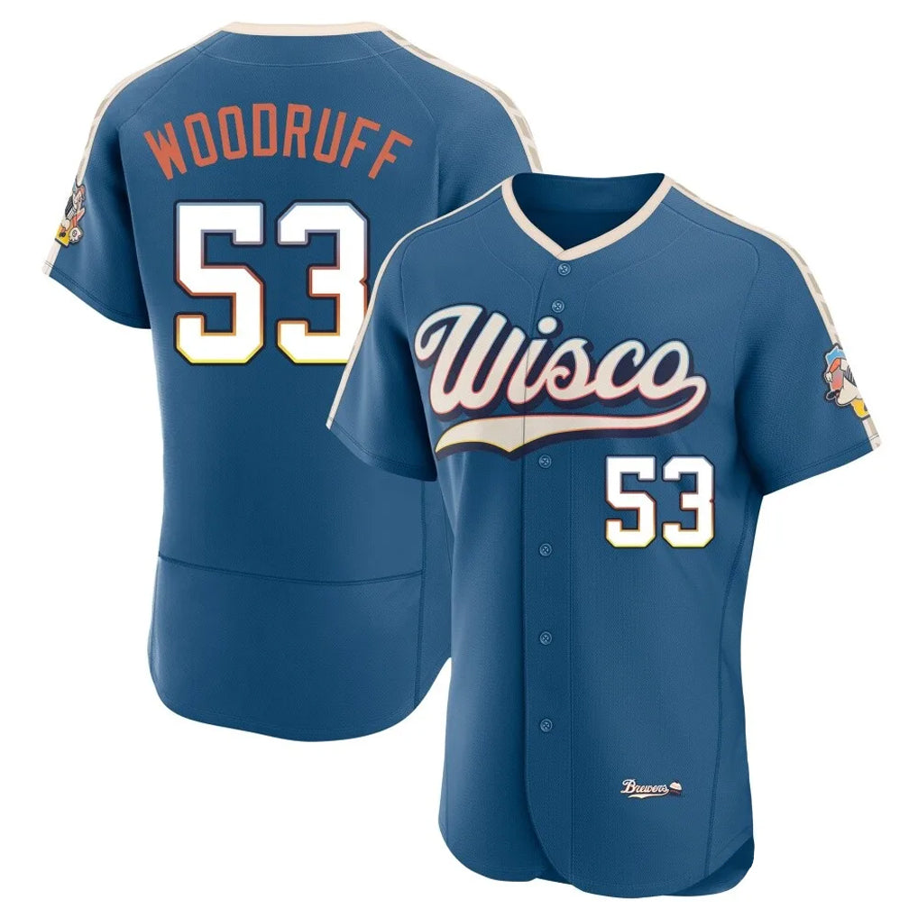 Yuxns M.Brewers #53 Brandon Woodruff Player Blue 2026 City Connect Home Limited Elite Stitched Jerseys