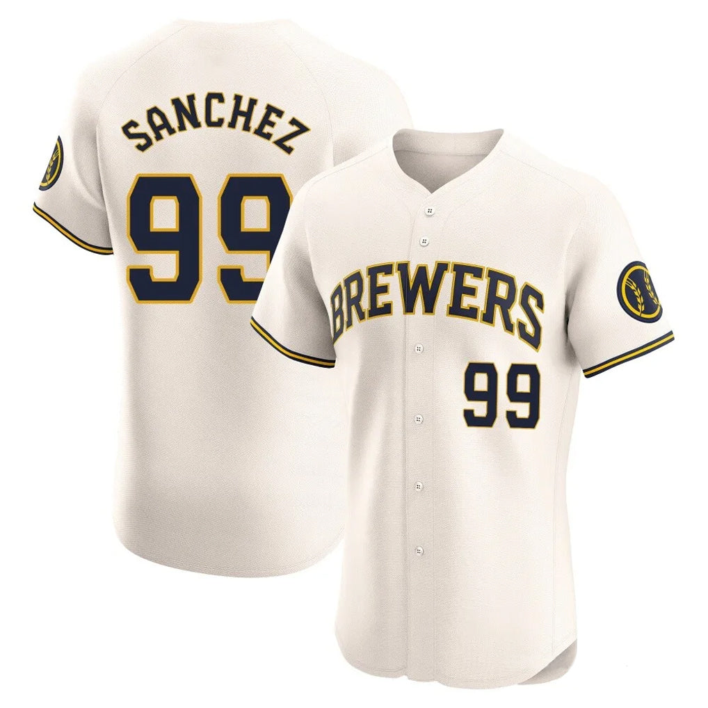 Yuxns M.Brewers #99 Gary Sanchez Player Cream Home Limited Elite Stitched Jerseys