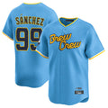 Yuxns M.Brewers #99 Gary Sanchez Player Light Blue City Connect Home Limited Stitched Jerseys