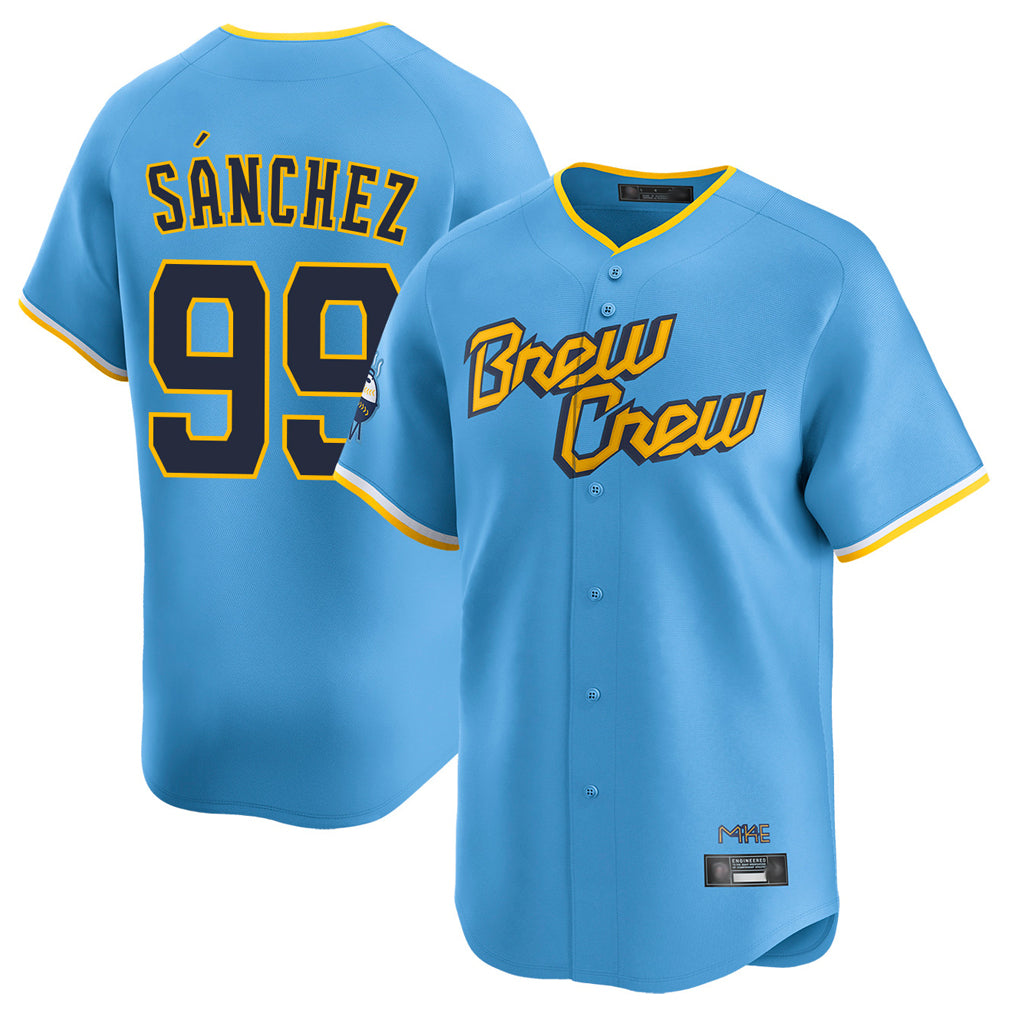 Yuxns M.Brewers #99 Gary Sanchez Player Light Blue City Connect Home Limited Stitched Jerseys