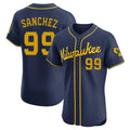 Yuxns M.Brewers #99 Gary Sanchez Player Navy Home Limited Elite Stitched Jerseys