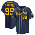 Yuxns M.Brewers #99 Gary Sanchez Player Navy Home Stadium Game Stitched Jerseys
