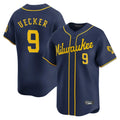 Yuxns M.Brewers #9 Bob Uecker Player Navy Home Limited Stitched Jerseys