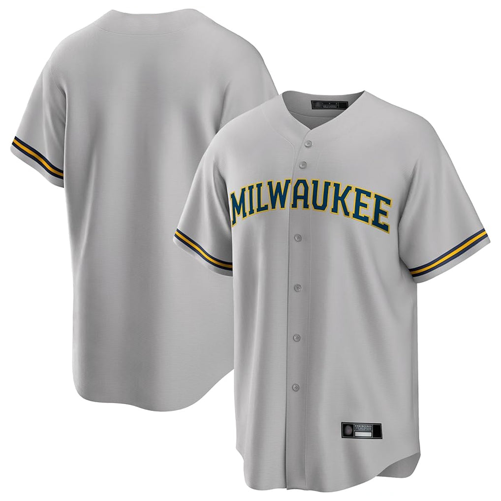 Yuxns M.Brewers ## Brewers Blank Player Gray Home Game Stitched Jerseys