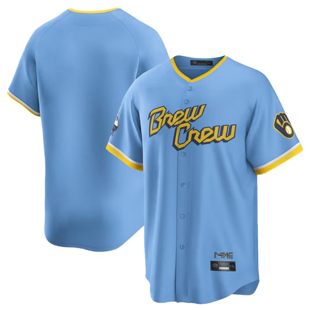 Yuxns M.Brewers ## Brewers Blank Player Light Blue City Connect Home Game Stitched Jerseys