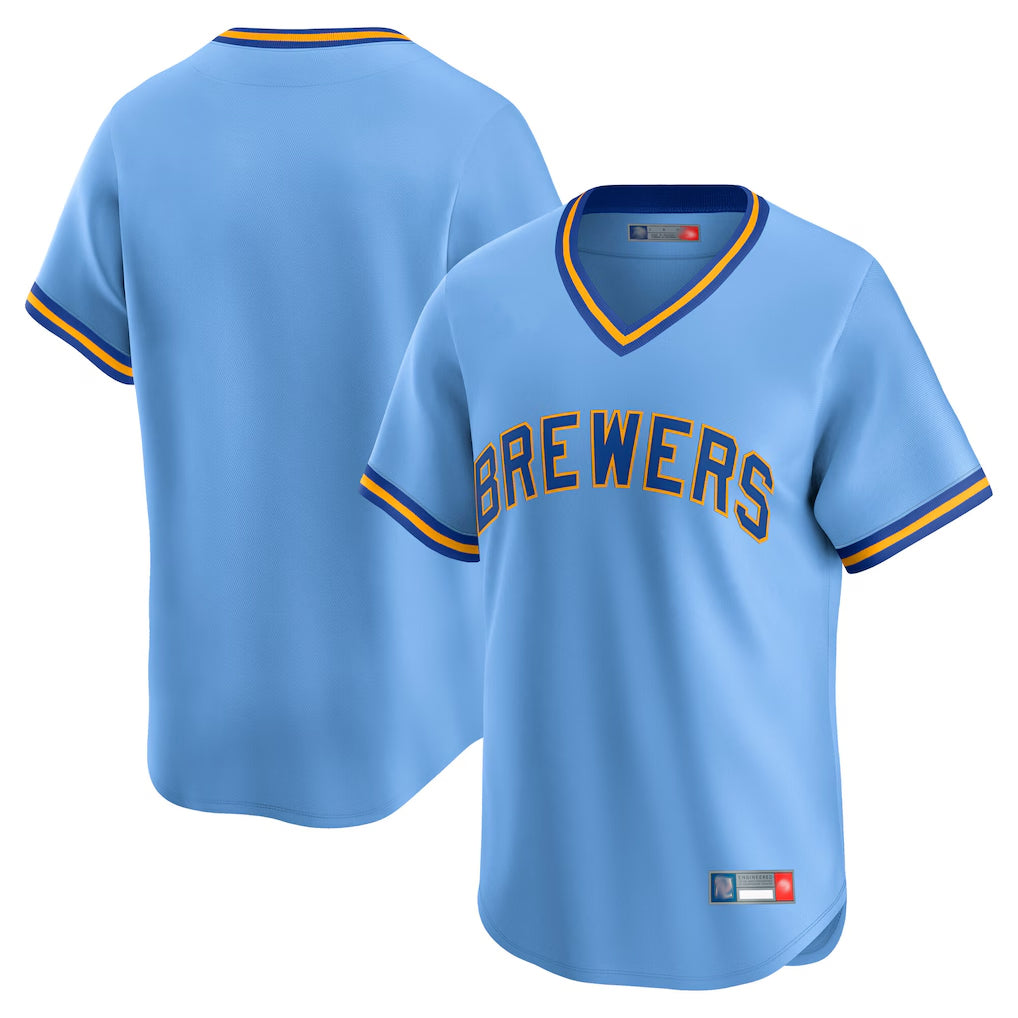 Yuxns M.Brewers ## Brewers Blank Player Light Blue Cooperstown Collection T-shirt Stitched Jerseys