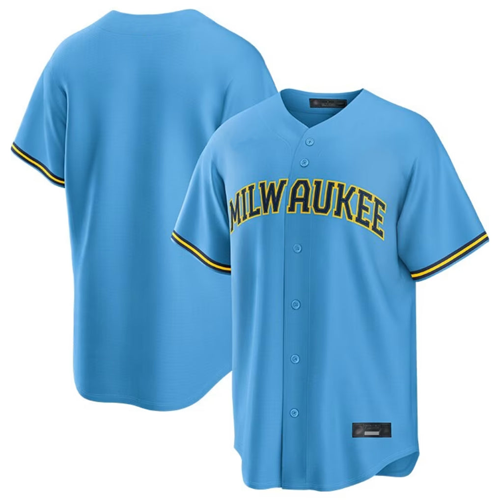 Yuxns M.Brewers ## Brewers Blank Player Light Blue Road Stadium Game Stitched Jerseys