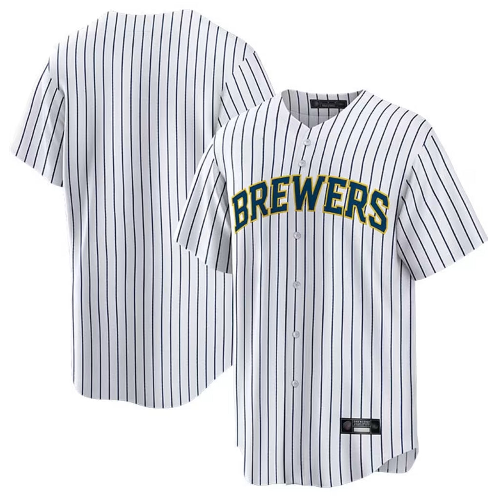 Yuxns M.Brewers ## Brewers Blank Player White Stripes Home Game Stitched Jerseys