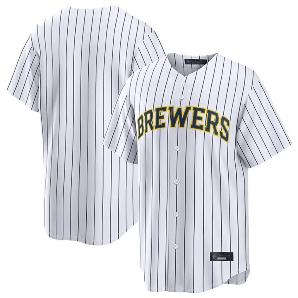 Yuxns M.Brewers ## Brewers Blank Player White Stripes Home Limited Stitched Jerseys