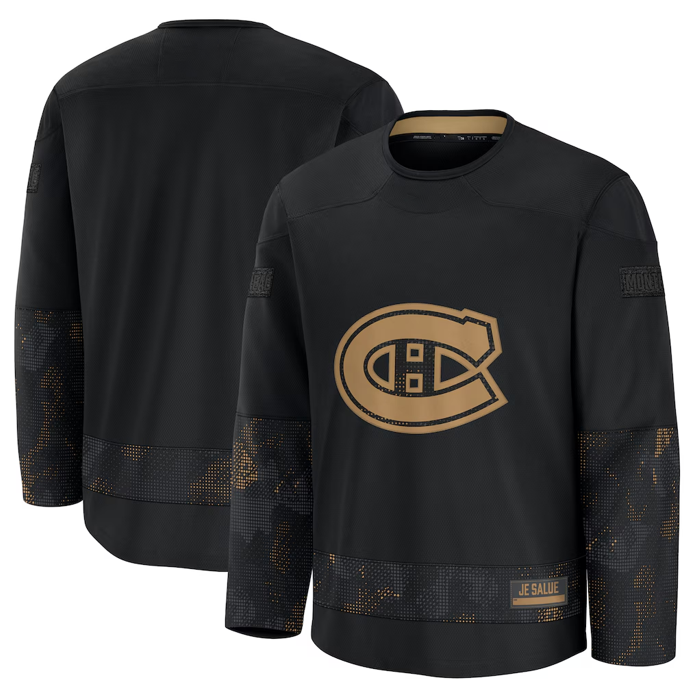 Yuxns M.Canadiens Black 2024 Military Appreciation Practice Jerseys