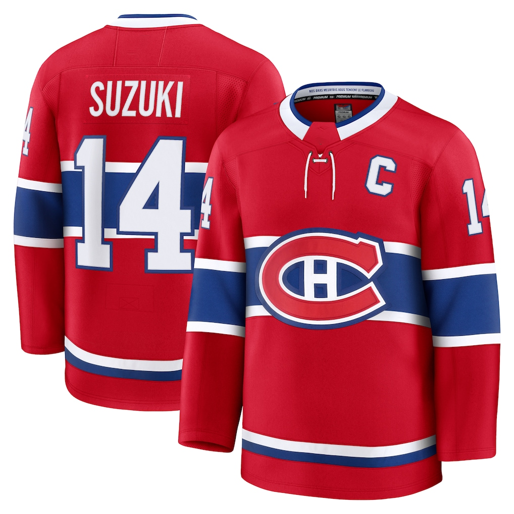 Yuxns M.Canadiens #14 Nick Suzuki Red Home Premium Jerseys
