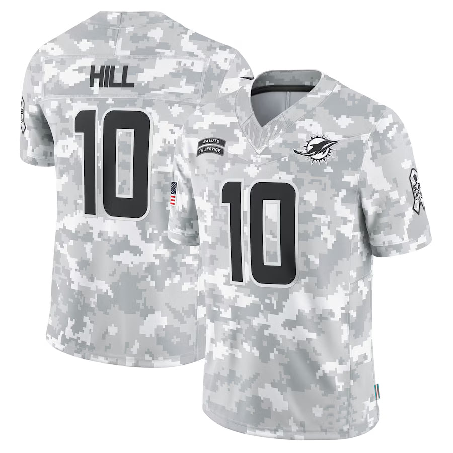Yuxns M.Dolphins #10 Tyreek Hill Player Arctic Camo Salute to Service Limited Stitched Jerseys