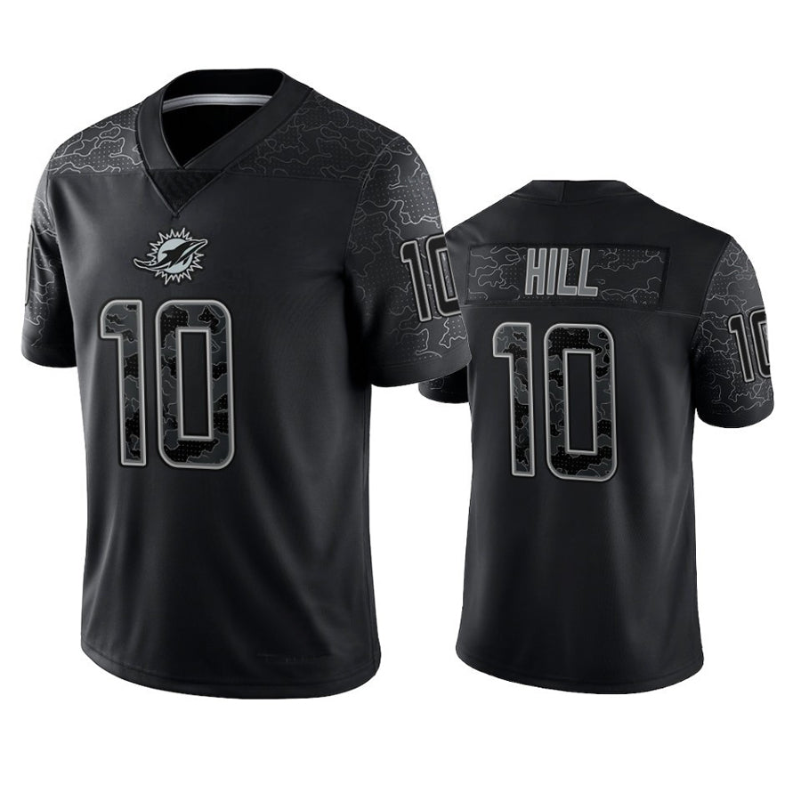 Yuxns M.Dolphins #10 Tyreek Hill Player Black RFLCTV Limited Stitched Jerseys