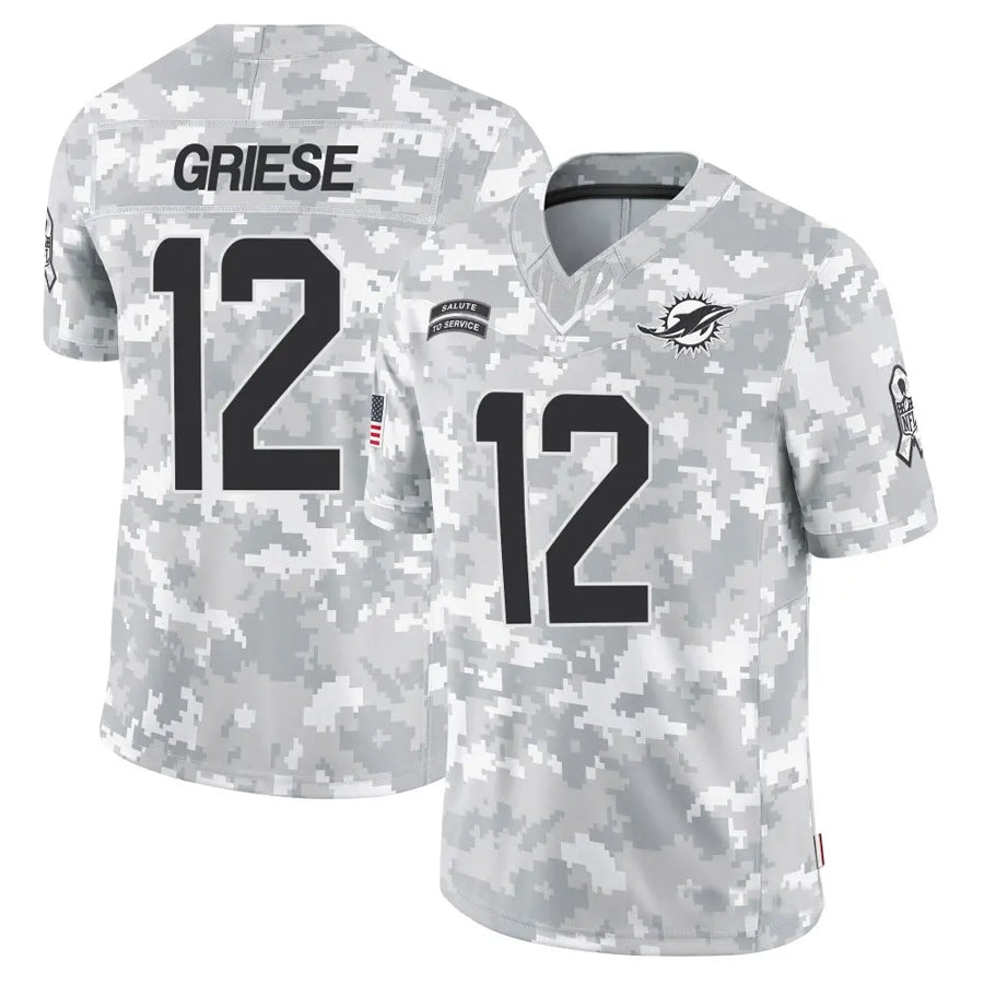 Yuxns M.Dolphins #12 Bob Griese Player Arctic Camo Salute to Service Limited Stitched Jerseys