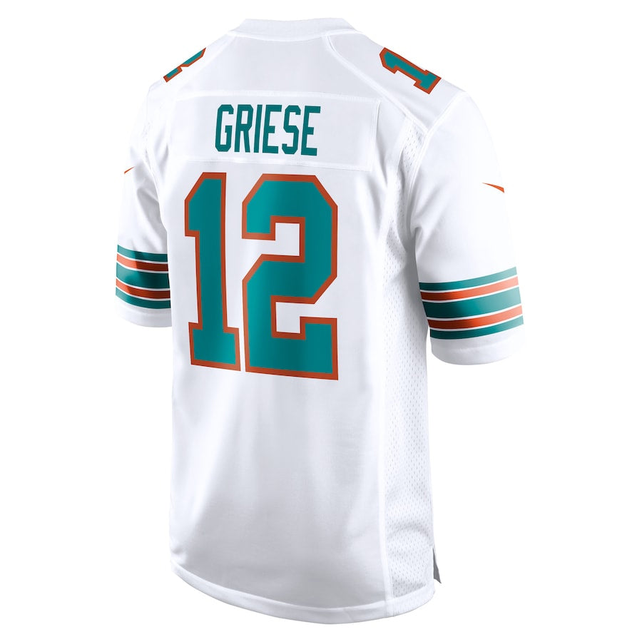Yuxns M.Dolphins #12 Bob Griese Player White Home Game Stitched Jerseys