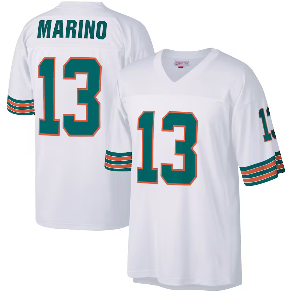 Yuxns M.Dolphins #13 Dan Marino Mitchell & Ness White Big & Tall 1984 Retired Player Replica Stitched Jerseys