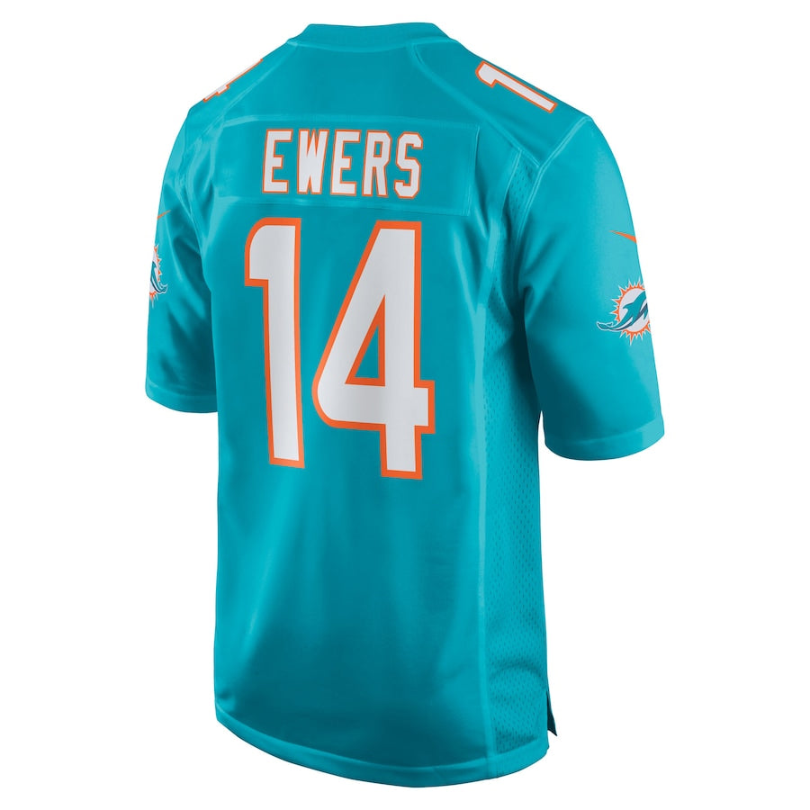 Yuxns M.Dolphins #14 Quinn Ewers Player Aqua Home Game Stitched Jerseys