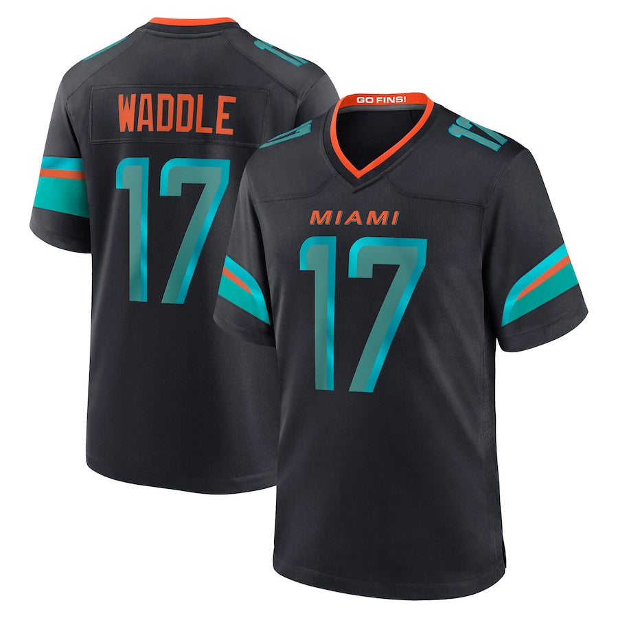 Yuxns M.Dolphins #17 Jaylen Waddle Player Blue Rivalries Collection Game Stitched Jerseys