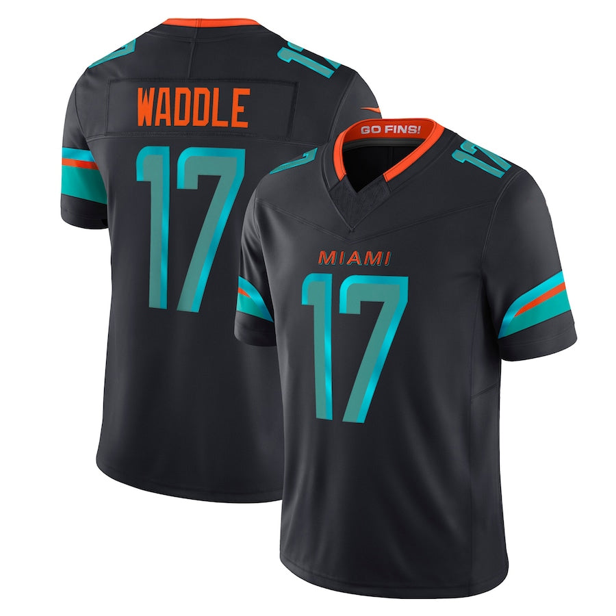 Yuxns M.Dolphins #17 Jaylen Waddle Player Blue Rivalries Collection Vapor Limited Stitched Jerseys
