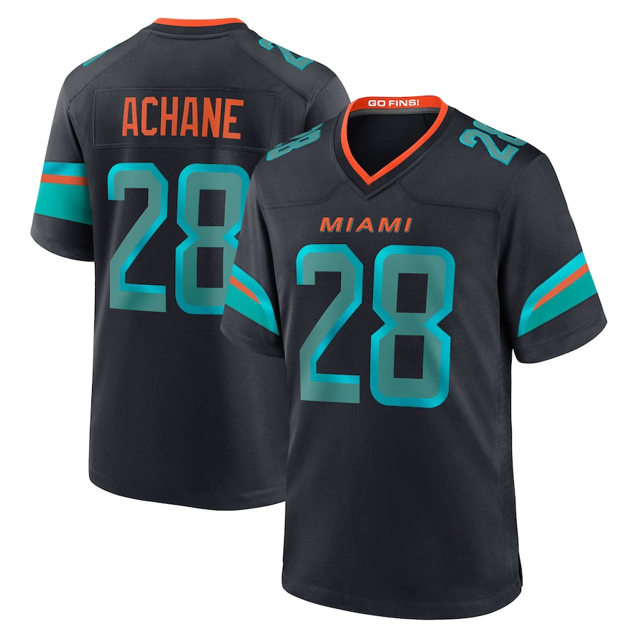 Yuxns M.Dolphins #28 De¡¯Von Achane Player Blue Rivalries Collection Game Stitched Jerseys
