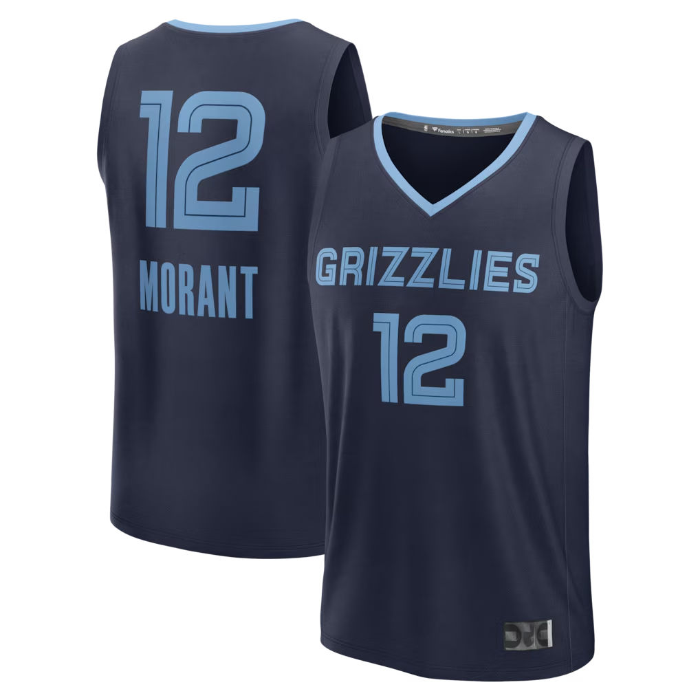 Yuxns M.Grizzlies #12 Ja Morant Navy Fast Break Replica Player Stitched Jerseys- Icon Edition