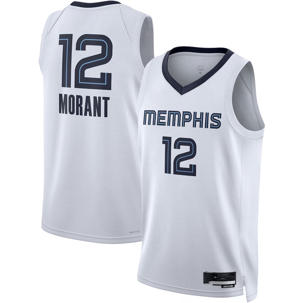 Yuxns M.Grizzlies #12 Ja Morant White Swingman Stitched Jerseys- Association Edition