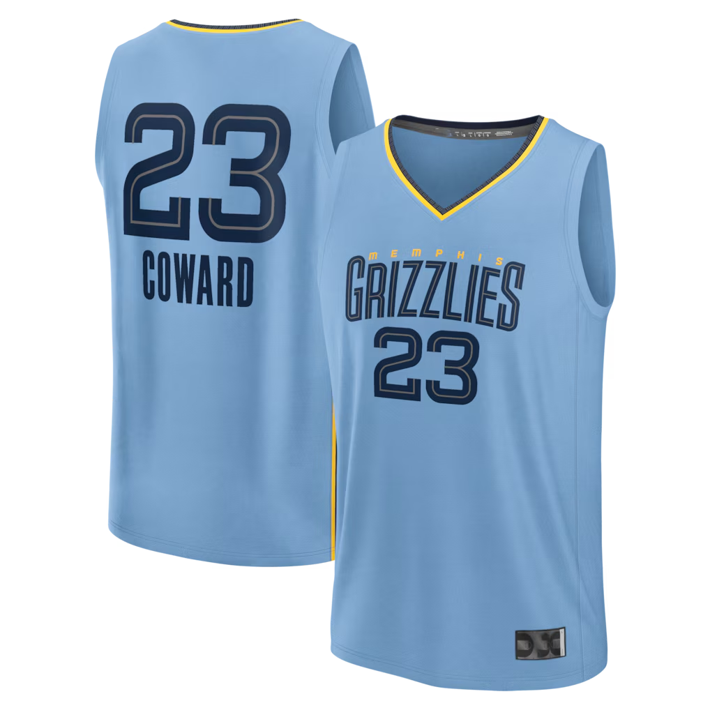 Yuxns M.Grizzlies #23 Cedric Coward Light Blue Fast Break Replica Player Stitched Jerseys- Statement Edition