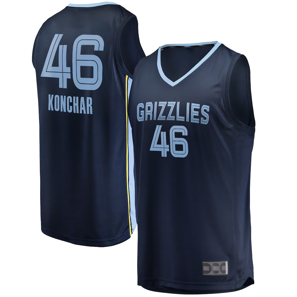 Yuxns M.Grizzlies #46 John Konchar Navy Fast Break Replica Stitched Jerseys- Icon Edition
