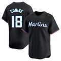 Yuxns M.Marlins #18 Griffin Conine Player Black  Home Limited Stitched Jerseys