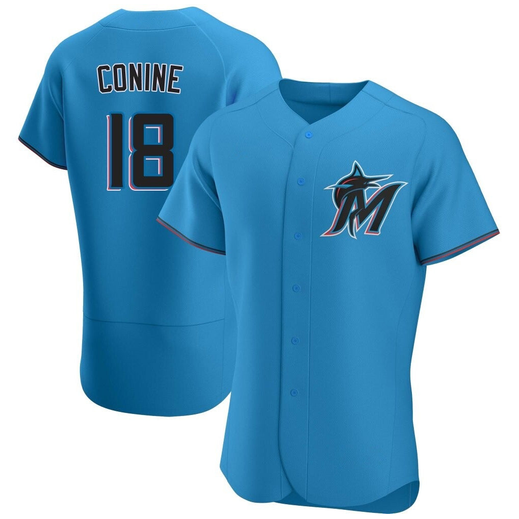 Yuxns M.Marlins #18 Griffin Conine Player Blue Home Limited Elite Stitched Jerseys