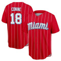 Yuxns M.Marlins #18 Griffin Conine Player Red City Connect Home Game Stitched Jerseys