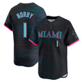 Yuxns M.Marlins #1 Connor Norby Player Black City Connect Home Limited Stitched Jerseys